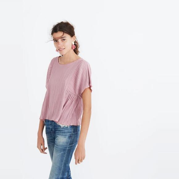 Madewell Texture & Thread Micropleat Top size Large Vintage Mauve Plisse - Picture 4 of 12